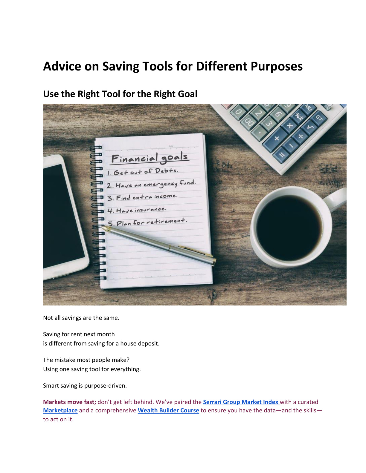 Advice on Saving Tools for Different Purposes cover