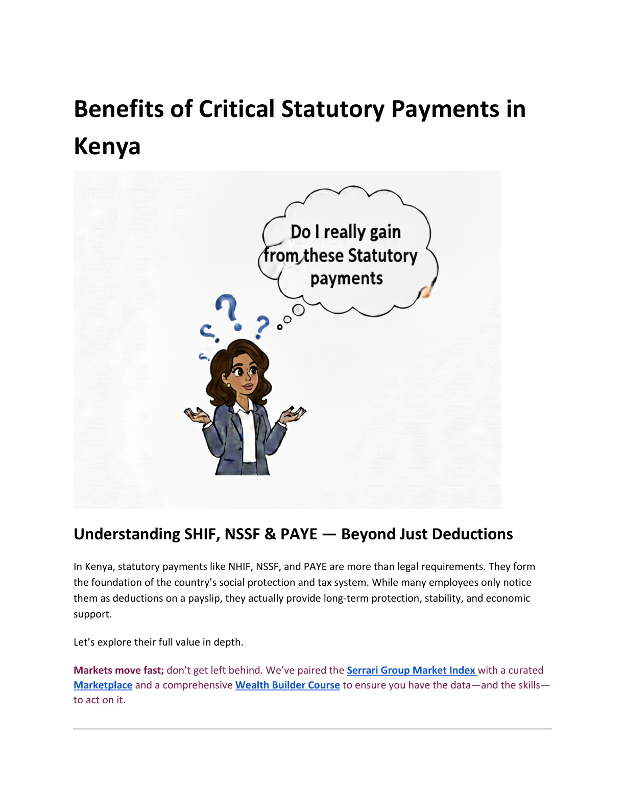 Benefits of Critical Statutory Payments in Kenya