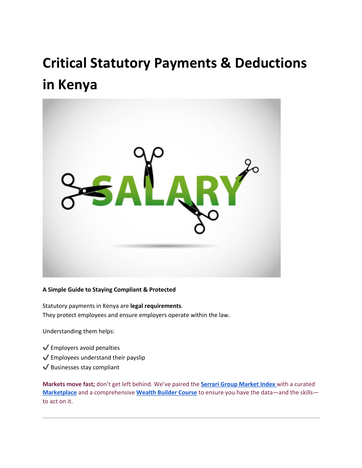 Critical Statutory Payments & Deductions in Kenya