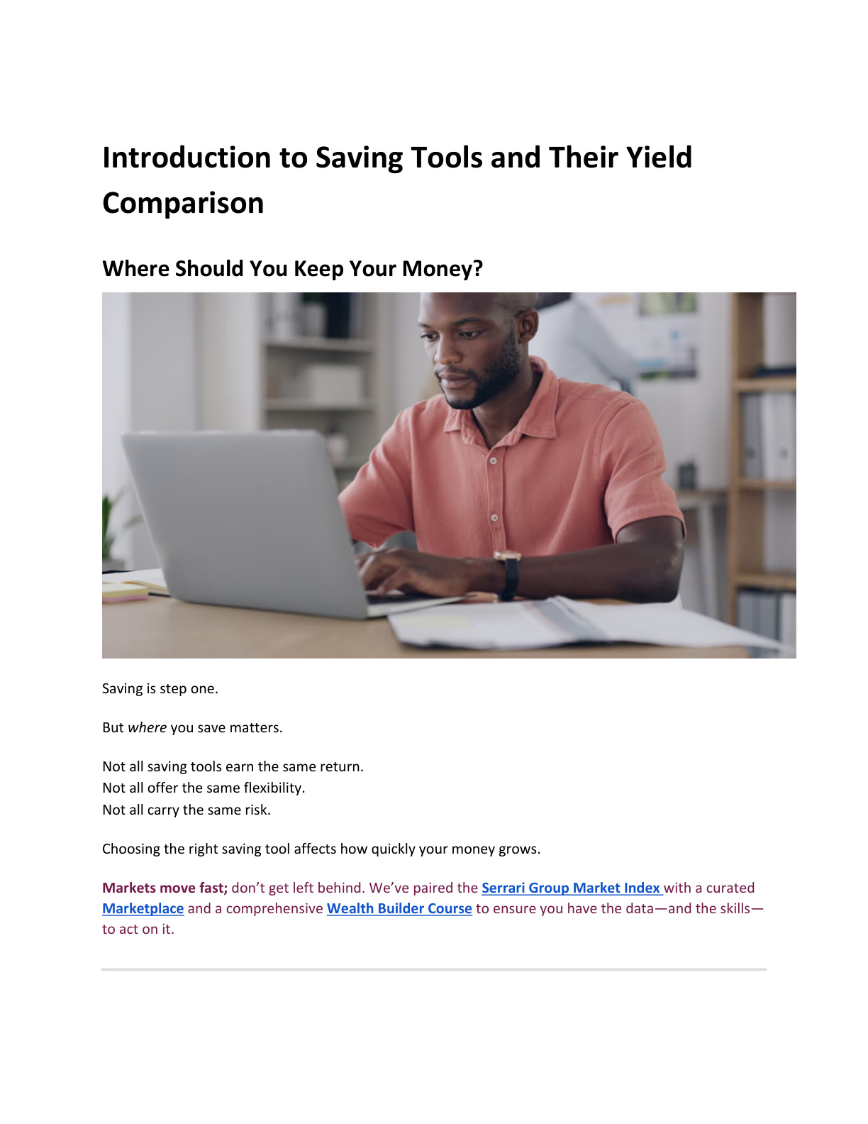 Introduction to Saving Tools and Their Yield Comparison cover