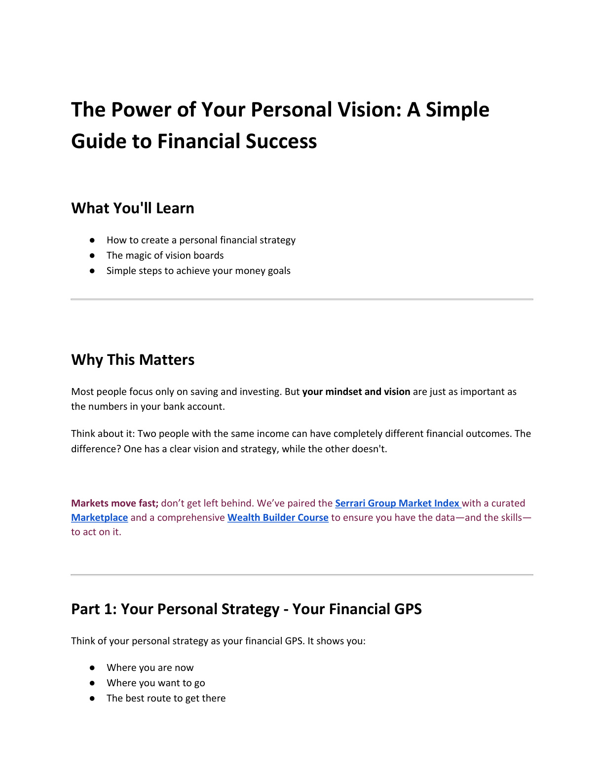 The Power of Your Personal Vision: A Simple Guide to Financial Success cover