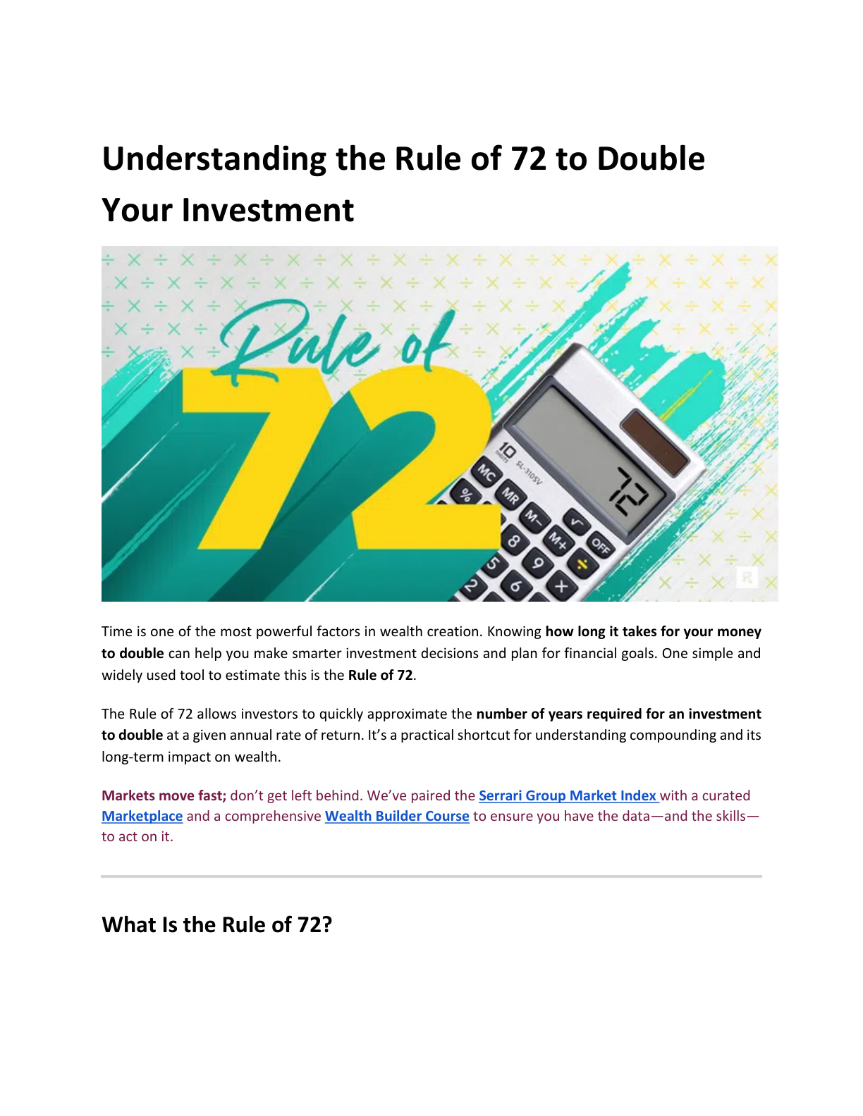 Understanding the Rule of 72 to Double Your Investment