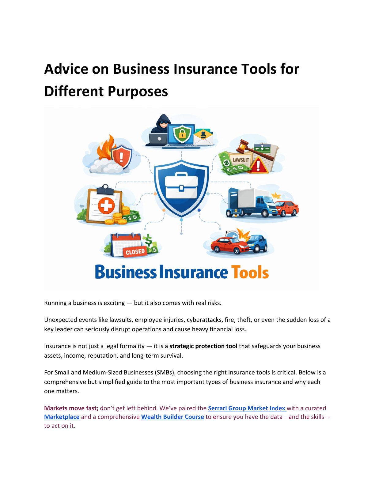Advice on Business Insurance Tools for Different Purposes cover