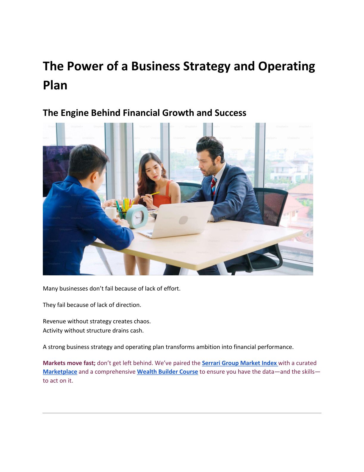 The Power of a Business Strategy and Operating Plan