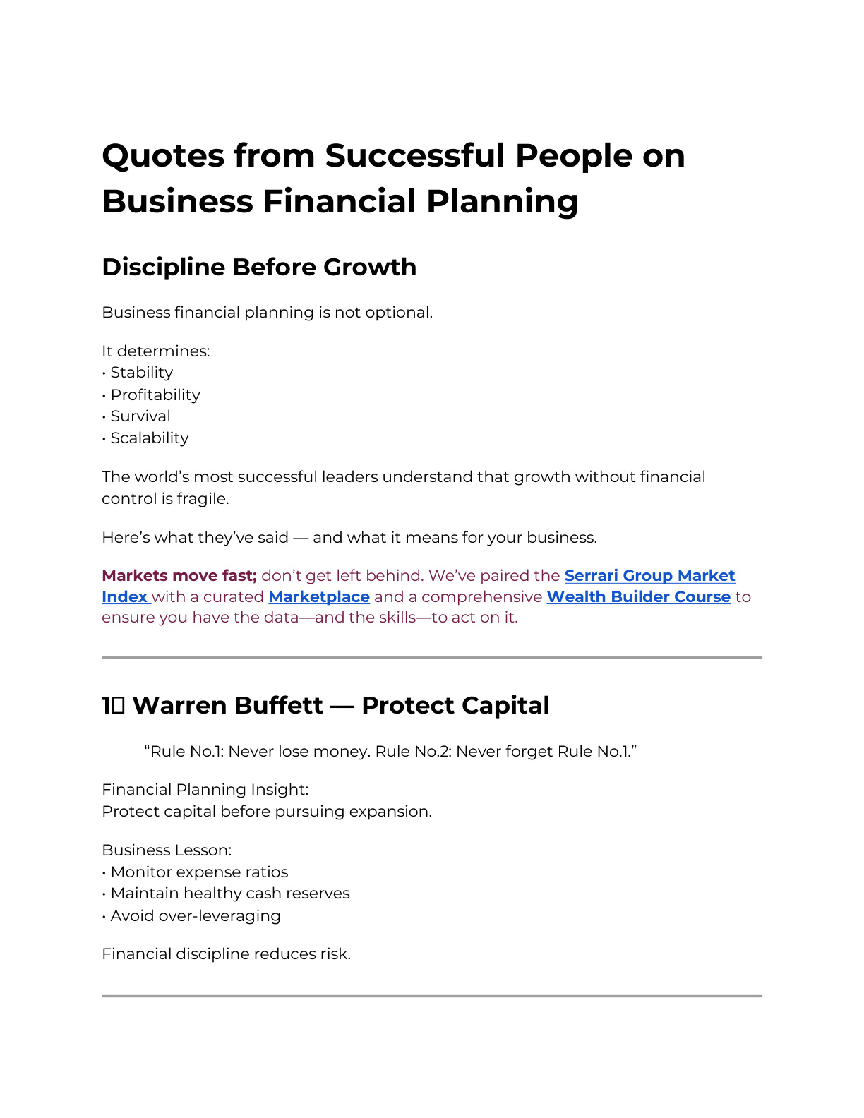 Quotes from Successful People on Business Financial Planning