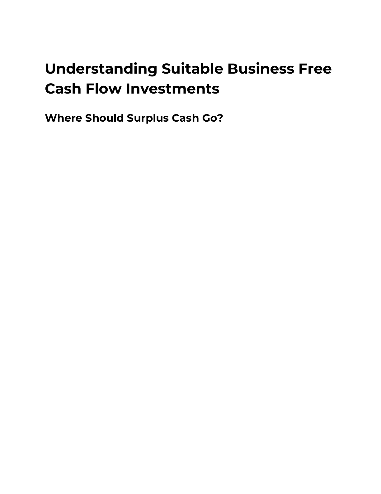 Understanding Suitable Business Free Cash Flow Investments