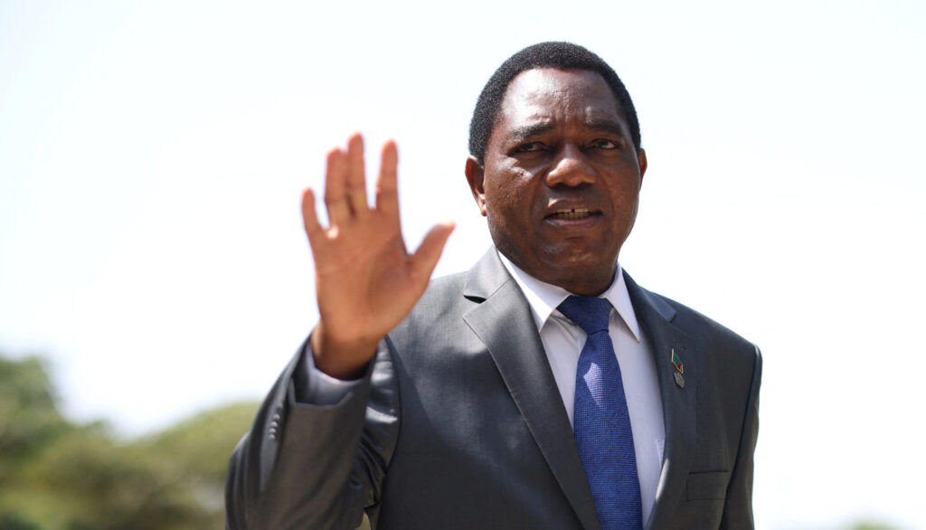Zambian President Hakainde Hichilema arrives for the Leaders' Retreat, on the sidelines of the Commonwealth Heads of Government Meeting at the Intare Conference centre in Kigali, Rwanda June 25, 2022. Dan Kitwood/Pool via REUTERS - RC2VYU9ZRNA7