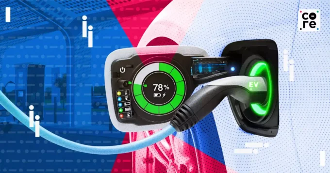 India expanding EV charging infrastructure with stations, electric vehicles, and energy grid visuals, highlighting a critical market shift toward electrified transportation.