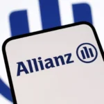 Allianz investing heavily in Amprion, illustrating a strategic shift in the energy sector with power grids, renewable energy visuals, and market transformation.