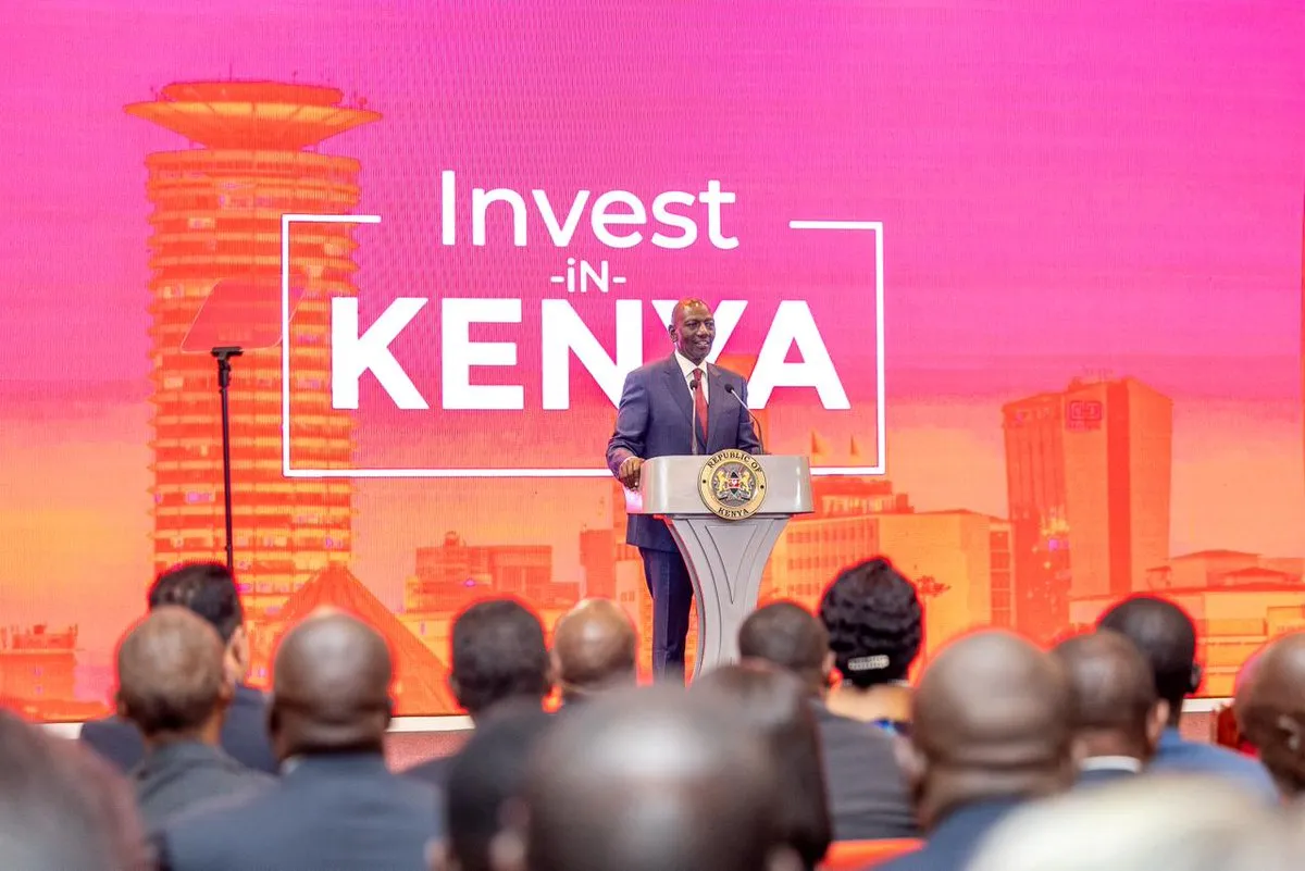 Kenya investment conference showcasing $2.9 billion in deals across multiple projects, with business leaders, infrastructure visuals, and economic growth themes.