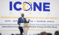 Kenya planning a 2,000MW nuclear power plant in Siaya County with futuristic energy infrastructure visuals, highlighting long-term electricity generation and energy security goals targeting 2034 completion.