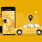 Illustration of telematics-enabled insurance with a car, connected sensors, and data analytics visuals, highlighting a major shift in the insurance industry toward usage-based and technology-driven policies.