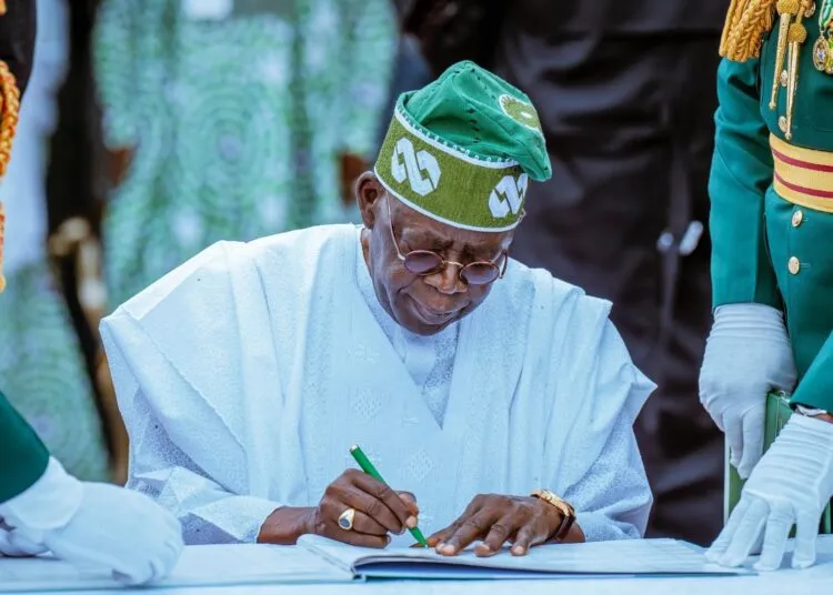 Bola Tinubu driving electric vehicle adoption with policy initiatives, featuring EV charging infrastructure, clean transport visuals, and a shift toward sustainable mobility in Nigeria.