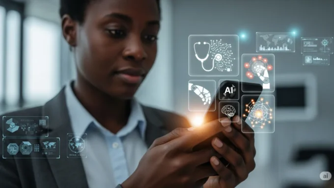 Data-driven illustration of women in Africa accessing insurance through mobile platforms and tailored products, highlighting rising financial inclusion, microinsurance growth, and gender-focused innovation reshaping the insurance landscape.