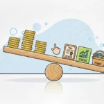 Investment portfolio balancing concept showing diversification across asset classes to manage risk and improve long term financial stability
