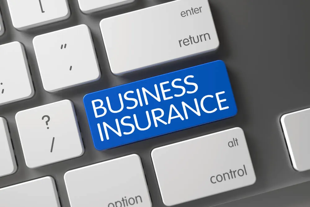 Business insurance coverage showing company risk protection, asset security, liability coverage, and financial safeguard for operations