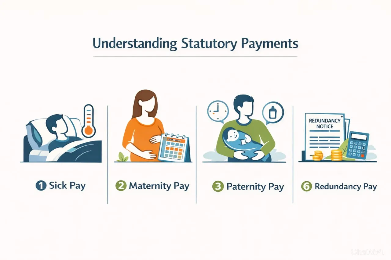 Statutory payments overview showing government mandated benefits, employee compensation requirements, and compliance guidelines for payroll and financial management