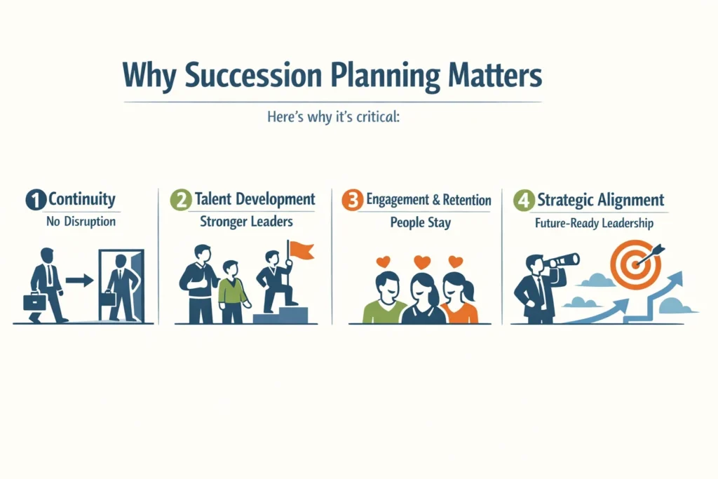 Importance of succession planning showing wealth transfer, asset protection, and structured inheritance planning for long term financial security