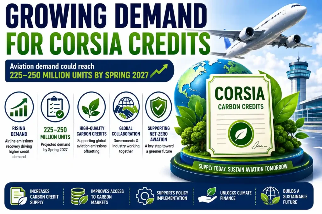 Aviation carbon credit demand could reach 250 million units by 2027. 