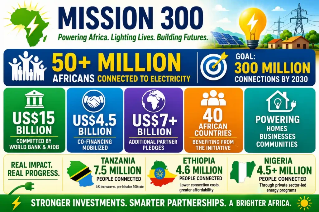 Mission 300 has connected over 50 million Africans to electricity through billions of dollars in energy financing.