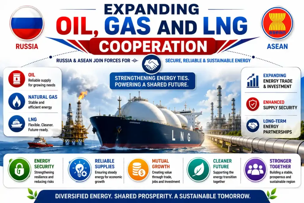 Russia and ASEAN expand cooperation in oil, gas and LNG to strengthen energy security.